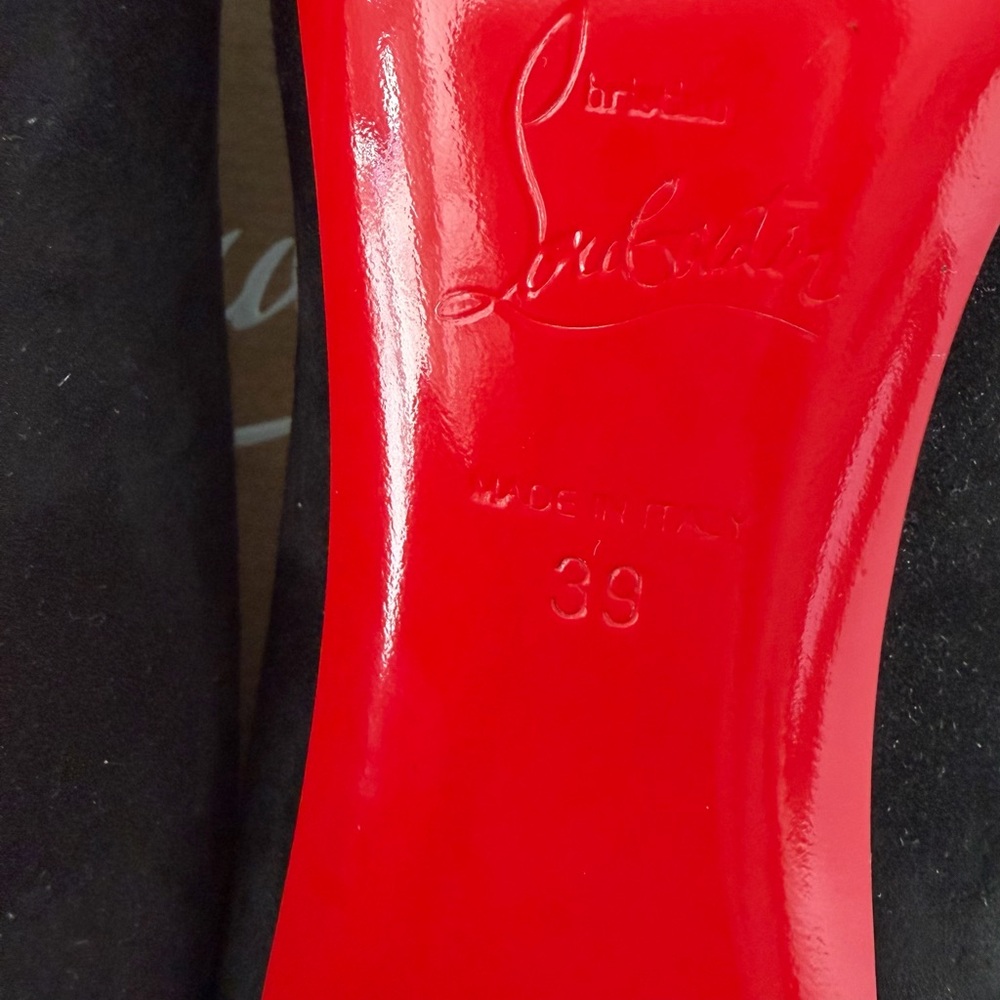 CHRISTIAN LOUBOUTIN | Miss Duvette 55 Black Suede Leather Pumps Red Sole EU 39 - Picture 13 of 14
